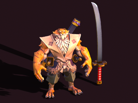 Sub-era cartoon tiger warrior model