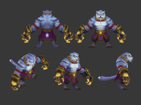 Q version cartoon white tiger essence tiger power fairy tiger demon national style hand-painted monster model