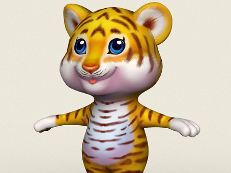 cartoon tiger with bound tiger model with animated tiger model
