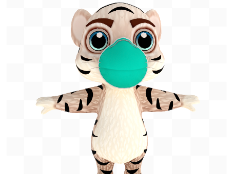 Cartoon small white tiger animal epidemic cartoon cute