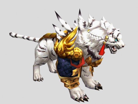 Golden White Tiger Mount Fantasy Creatures Game Model