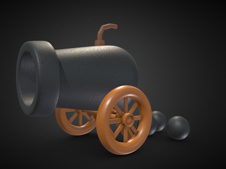 Cartoon Cannon Cannon Artillery Battery Vehicle PBR Next Generation Cannon Bronze Gun Howitzer Anti-Tank Gun PBR Heavy Weapon Ancient