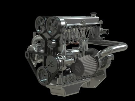 Four-cylinder engine mechanical parts mechanical parts with animation