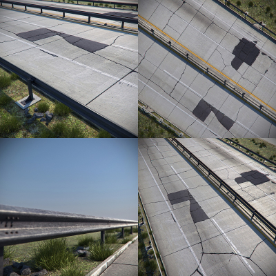 Modern Road Highway Road Road Road Road Damaged Road