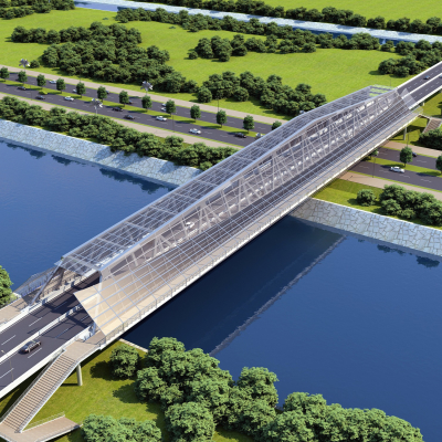 modern bridge river-crossing bridge bird's-eye view of bridge bird's-eye view of architecture