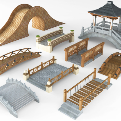 New Chinese Bridge Wooden Bridge Solid Wood Landscape Bridge Bridge Combination