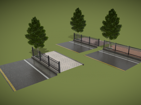 Sidewalk Metal Fence Trees Street Street Trees Greening Trees Highway Park Trees Road Scene Parts Highway Trees Community Road