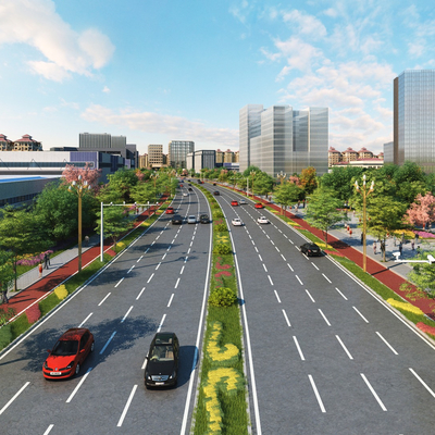 modern architecture city road trunk road
