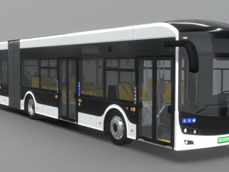 Articulated electric city bus [full interior]