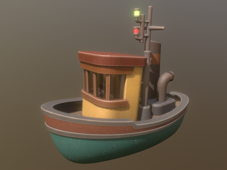 Cartoon Fishing Boat Sea Boat Marine Fishing Cargo Boat Q Version Small Boat Fishing Boat Marine Boat PBR