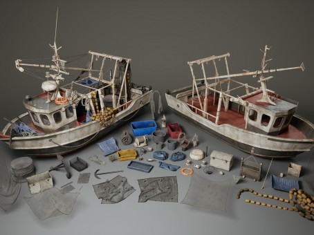Fishing boat Fishing boat Old working boat UE5 fishing village port boat