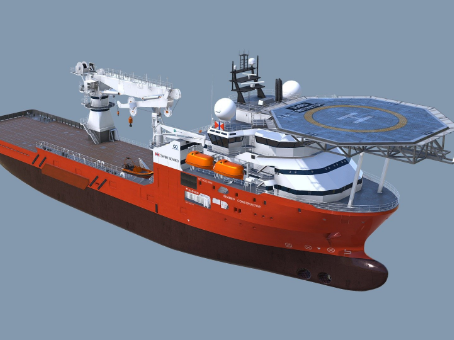 Modern multifunctional subsea support and construction ship, construction ship, cargo ship, ship, ship