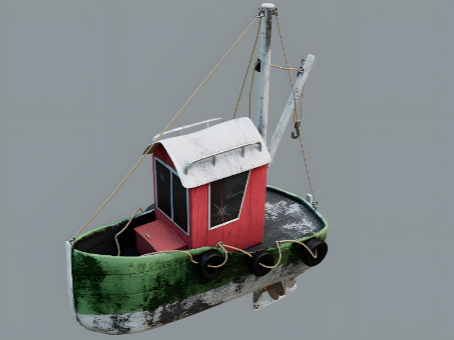 Tug fishing boat boat Q version boat cartoon animation style