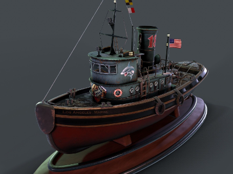 Sub-era realistic sea tugboat model
