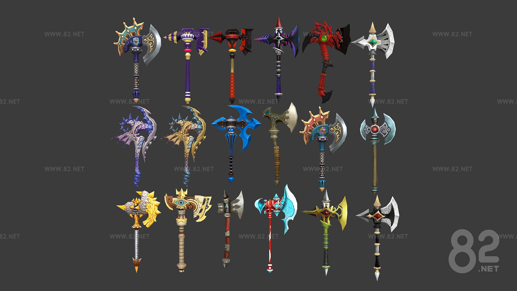 Sacred Hall Weapon Magic Axe 3d Model max fbx | 82Models