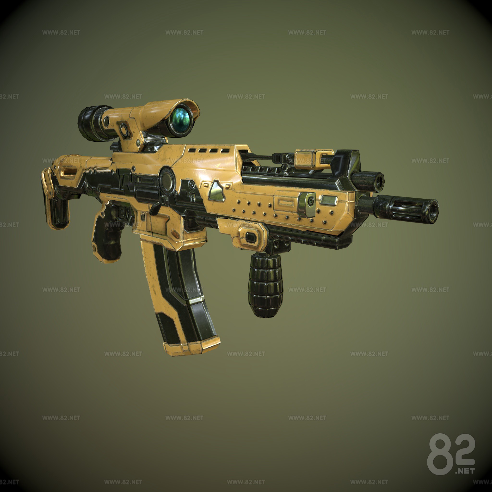 Sub Assault Rifle Sub-era sci-fi assault rifle 3d Model max | 82Models