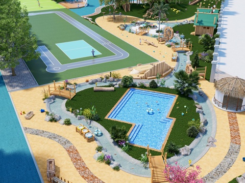 Kindergarten Outdoor Ecological Game Field Love Sandpool Pool Love Cabin Tree House