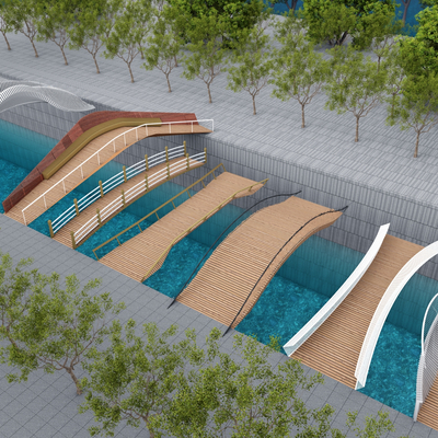 Modern Waterfront Landscape Bridge