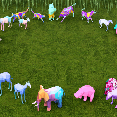 Geometric Animal Sculpture