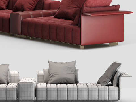 Minotti modern leather two-seat sofa