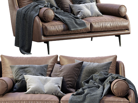 FLEXFORM leather two-seat sofa