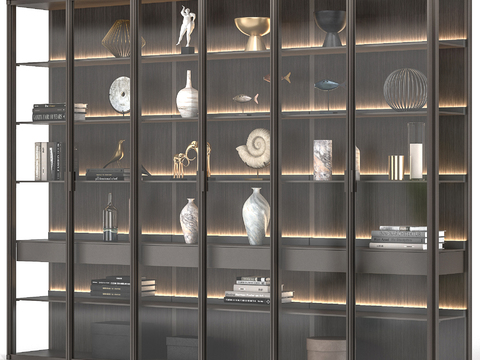Poliform glass bookcase display cabinet d model