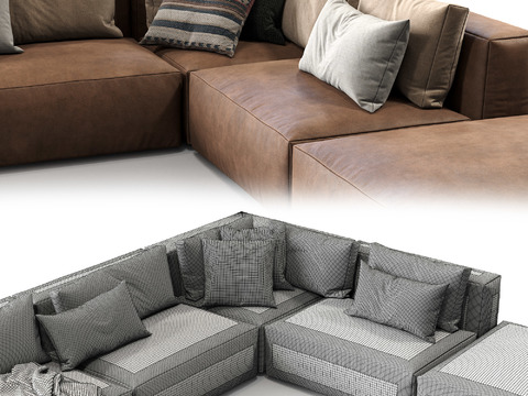 FLEXFORM leather corner multiplayer sofa