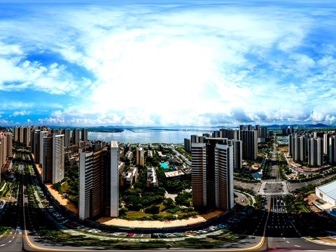 hdr bird's eye view of modern city