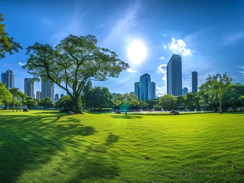 Outdoor Panoramic Lawn Sky HDR