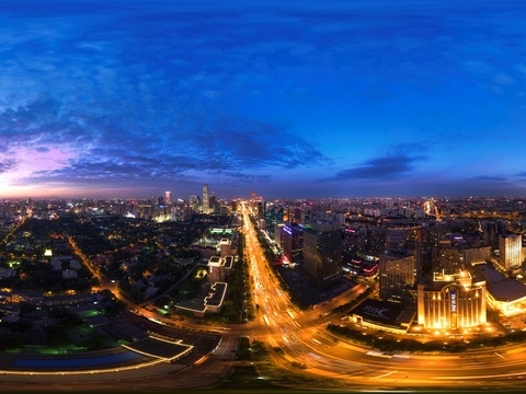 Lights dim city night view HDR