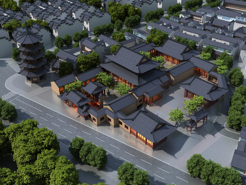 Aerial View Planning of Chinese Ancient Architecture Group