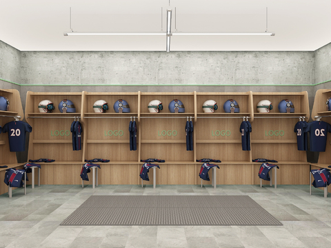 Modern Ice Hockey Hall Players Locker Room Lounge