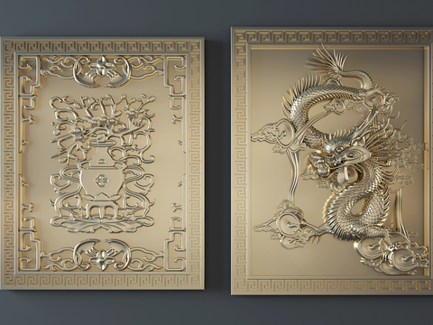 New Chinese-style Metal Dragon Relief