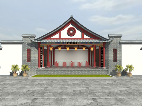 Chinese-style ancient stage