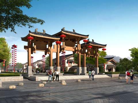 Chinese Chinese Ancient Architecture landscape psd