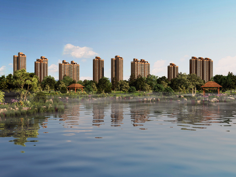 Modern Lake Park Landscape