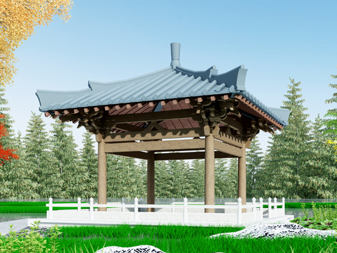 Chinese style pavilion sketch free