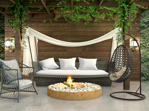 Nordic Outdoor Rattan Sofa Chair Combination