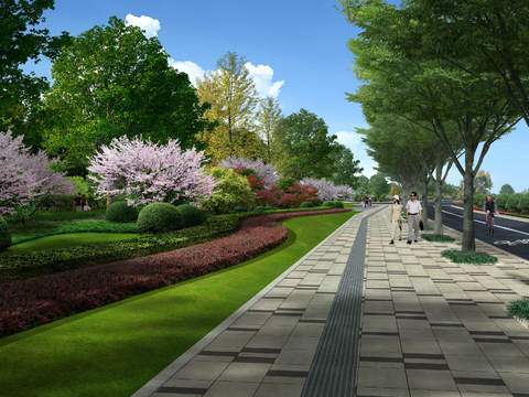 modern park garden road bridge psd