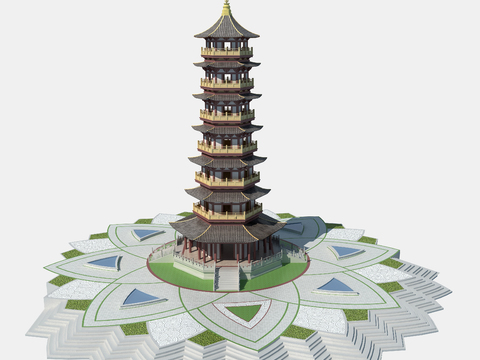 Chinese-style Tower Building Appearance