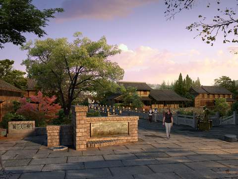 Chinese Garden Landscape psd