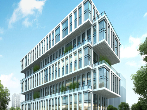 modern multi-storey office building exterior psd