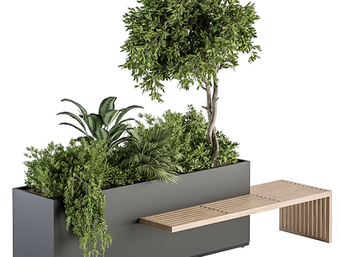 Modern outdoor seat potted plant