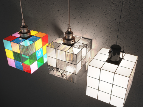 Modern Glass Rubik's Cube Chandelier