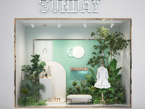 Modern Green Plant Clothing Window