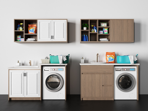 Modern washing cabinet rack washing machine combination