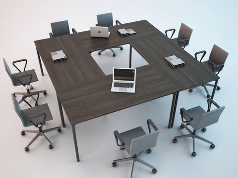 Modern wooden conference table and chair free