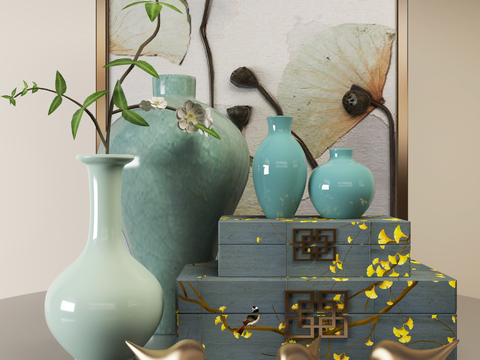 New Chinese Ceramic Vase Box Ornaments