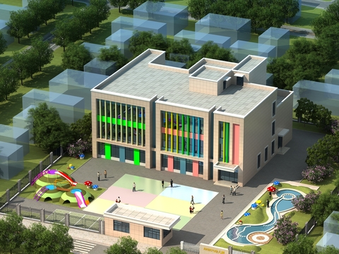 Bird's-eye view planning of modern kindergarten