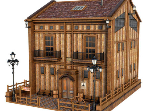 European Retro Old Wooden House Free